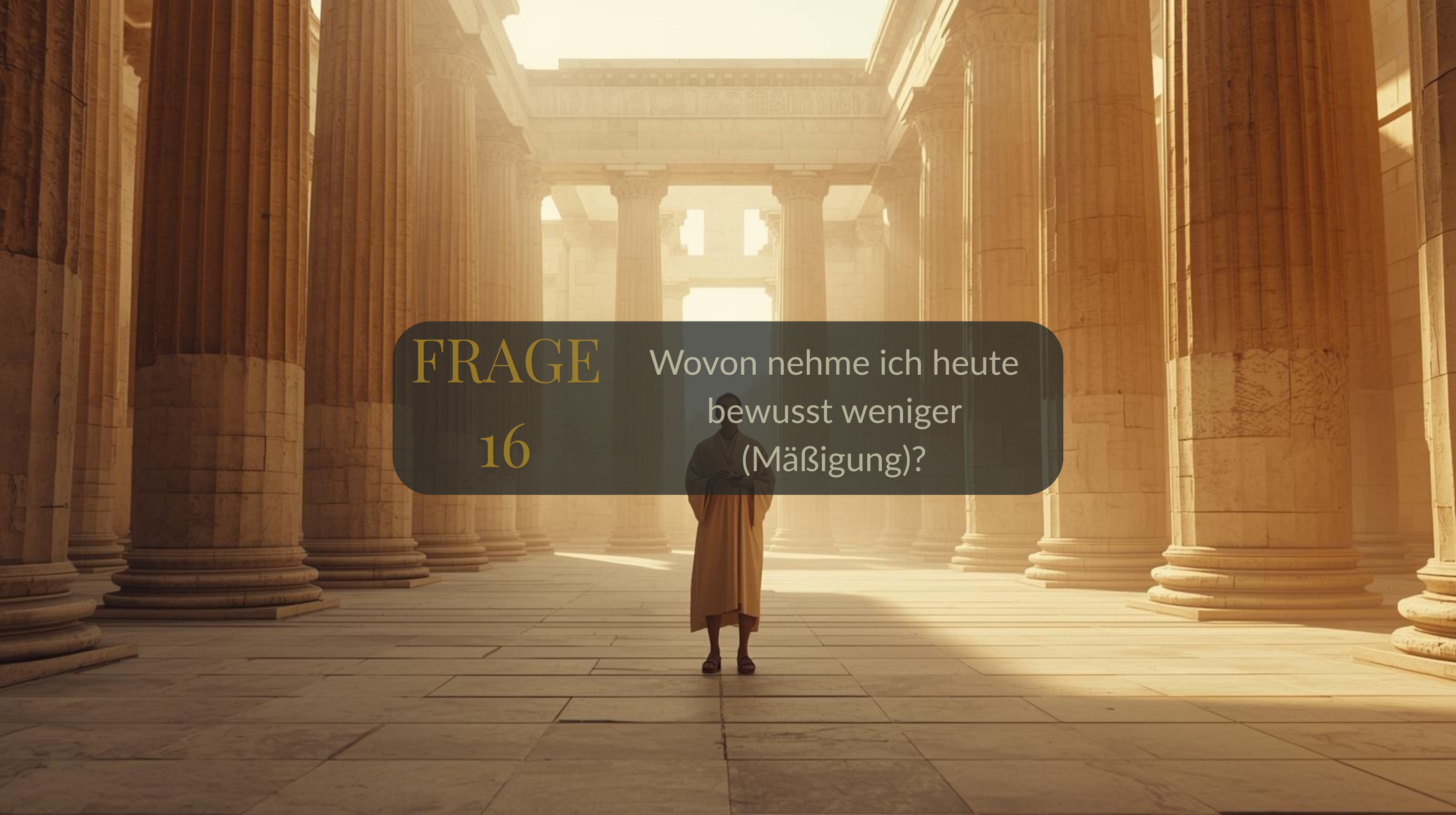 Frage 16 – Wovon nehme ich heute bewusst weniger (Mäßigung)?