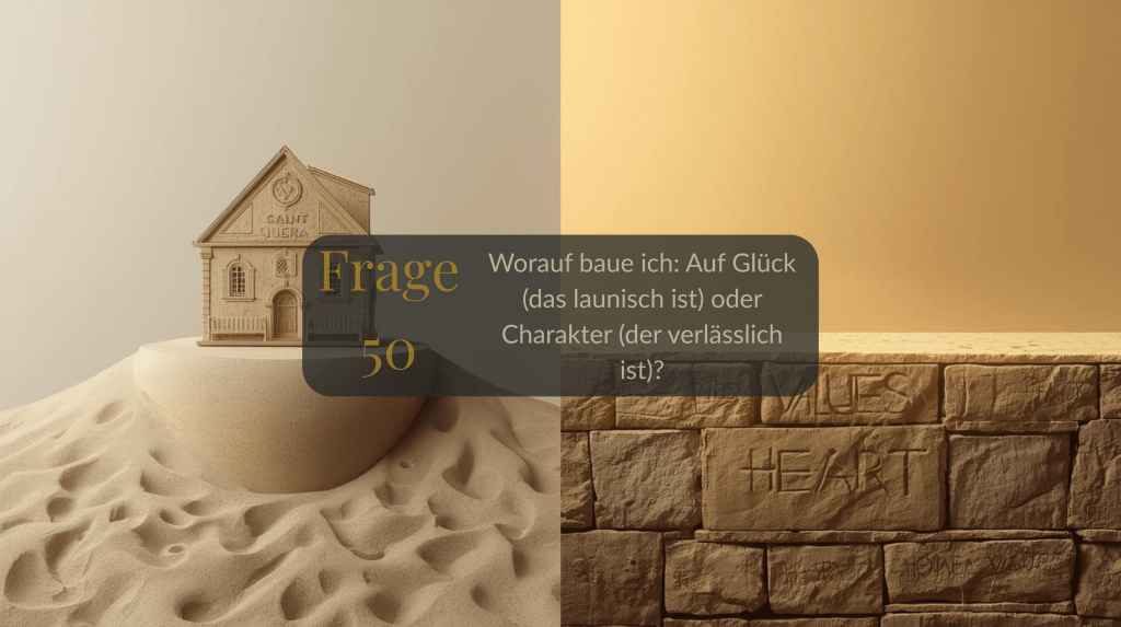 Frage 50 – Worauf baue ich: Auf Glück (das launisch ist) oder Charakter (der verlässlich ist)?